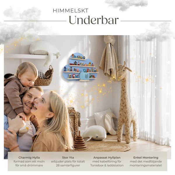 Vägghylla MyLittleStory Cloud för upp till 28 tonies - blå