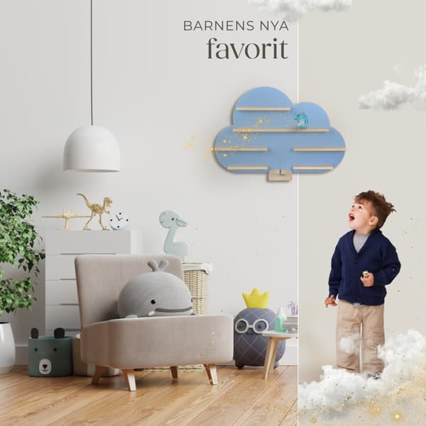 Vägghylla MyLittleStory Cloud för upp till 28 tonies - blå