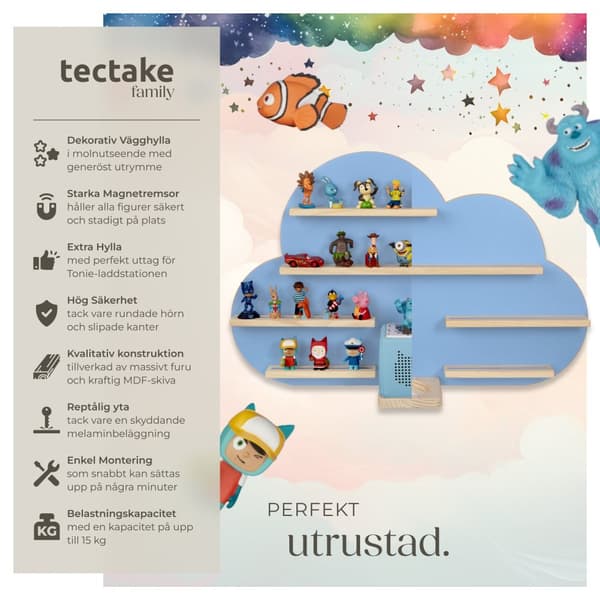Vägghylla MyLittleStory Cloud för upp till 28 tonies - blå