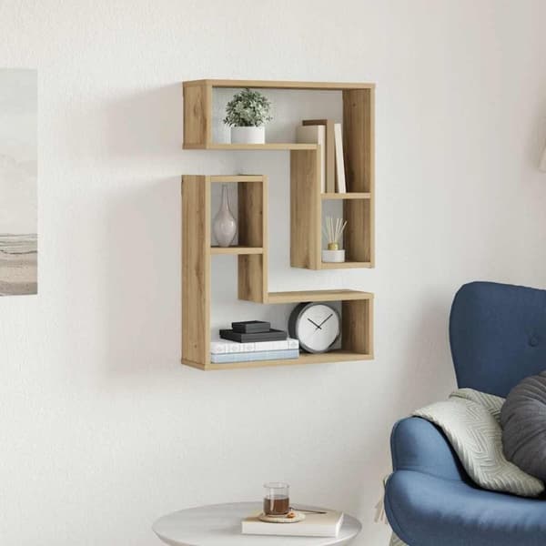 vidaXL Vegghyller kube 2 stk artisan eik 50x15x50 cm konstruert tre