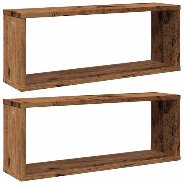 vidaXL Vegghyller kube 2 stk gammelt tre 60x15x23 cm konstruert tre