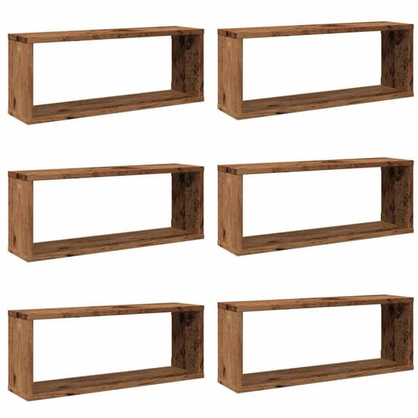 vidaXL væghylder 6 stk. 60x15x23 cm kubeformet konstrueret træ sort