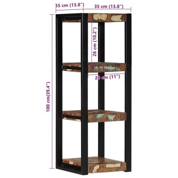 vidaXL Vegghylle flerfarget 35x35x100 cm gjenvunnet heltre