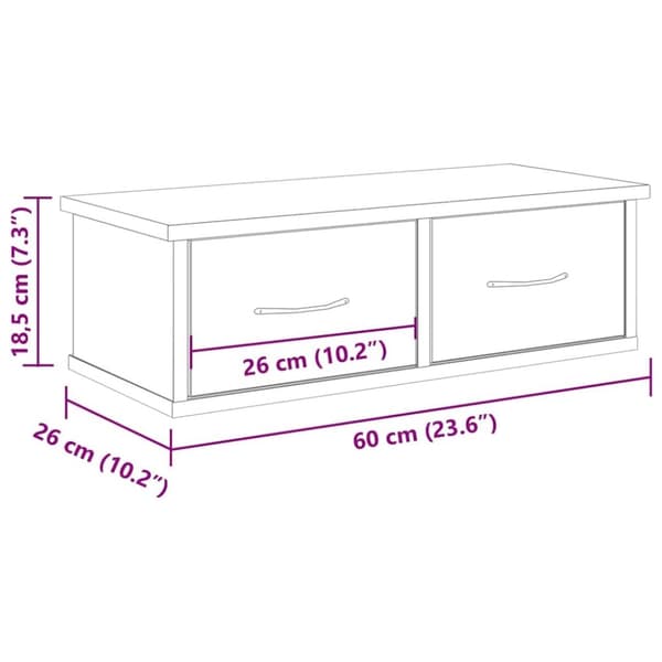 vidaXL Veggskap artisan eik 60x26x18,5 cm konstruert tre