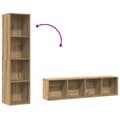 Miniatyrbilde 9 av 11: vidaXL Bokhylle/TV-benk gammelt tre 36x30x143cm konstruert tre