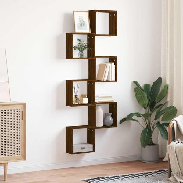 vidaXL Vegghyller kubeformet 6 stk brun eik 30x15x30 cm
