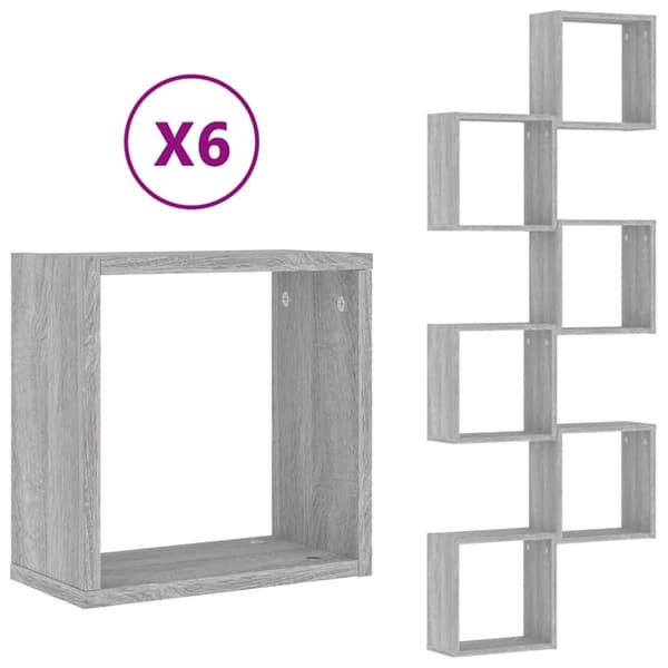 vidaXL Vegghyller kubeformet 6 stk grå sonoma 30x15x30 cm