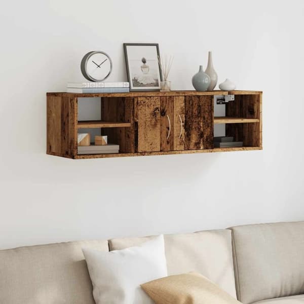 vidaXL vægskab 101x30x29 cm konstrueret træ antikt træ