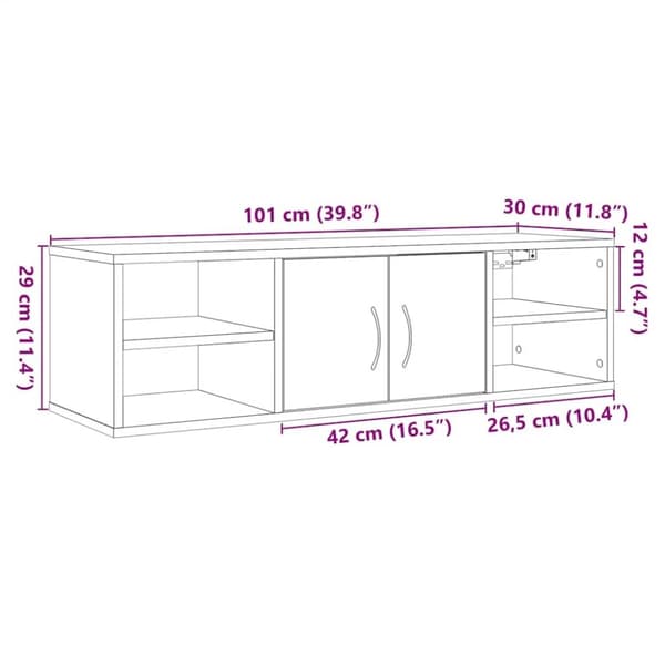 vidaXL vægskab 101x30x29 cm konstrueret træ antikt træ