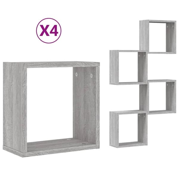 vidaXL Vegghyller kubeformet 4 stk grå sonoma 30x15x30 cm