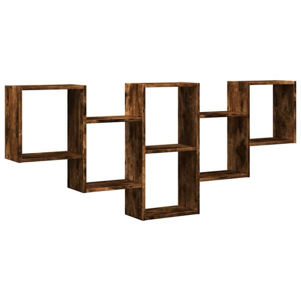 vidaXL væghylde 159x18x66 cm konstrueret træ røget egetræsfinish