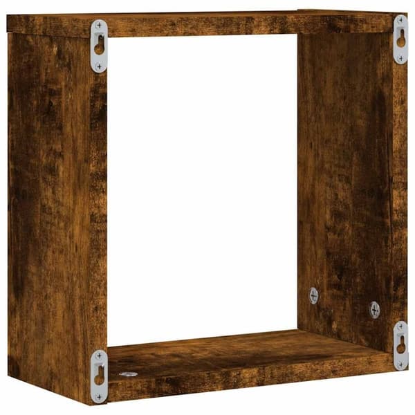 vidaXL væghylder 6 stk. 30x15x30 cm kubeformet røget egetræ