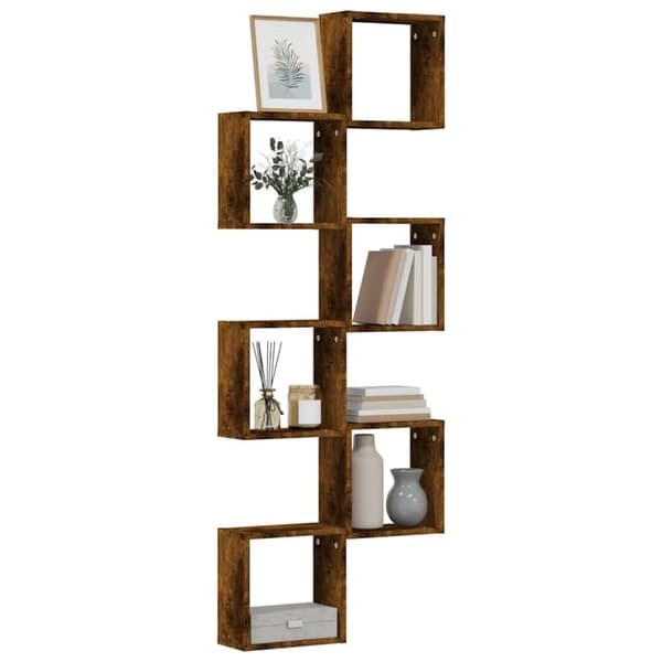 vidaXL væghylder 6 stk. 30x15x30 cm kubeformet røget egetræ
