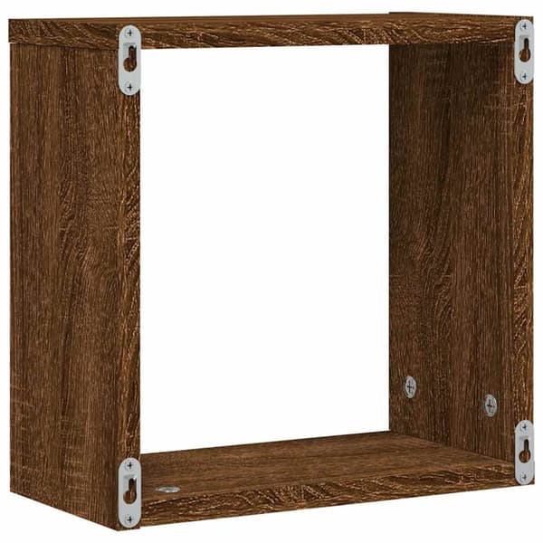 vidaXL væghylder 6 stk. 30x15x30 cm kubeformet brun egetræsfarve