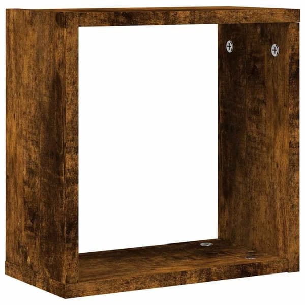 vidaXL væghylder 2 stk. 30x15x30 cm kubeformet røget egetræ