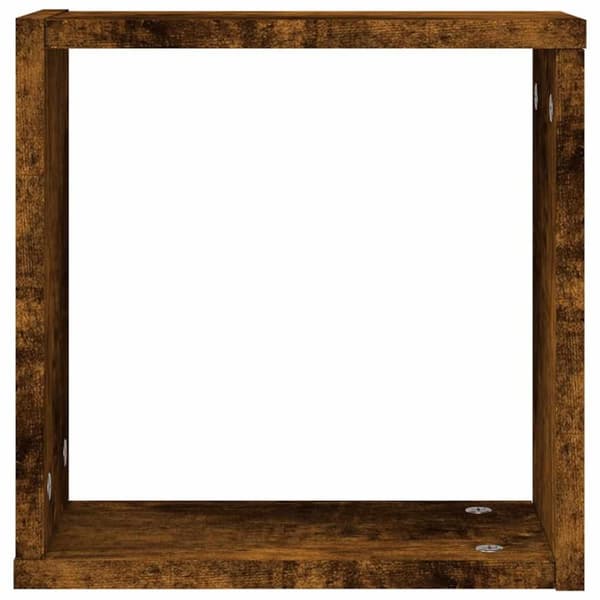 vidaXL væghylder 2 stk. 30x15x30 cm kubeformet røget egetræ