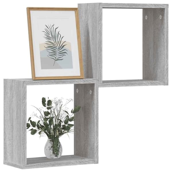 vidaXL væghylder 2 stk. 30x15x30 cm kubeformet grå sonoma-eg