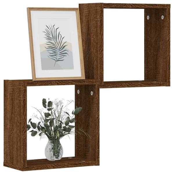 vidaXL Kuutioseinähyllyt 2 kpl Ruskea tammi 30x15x30 cm