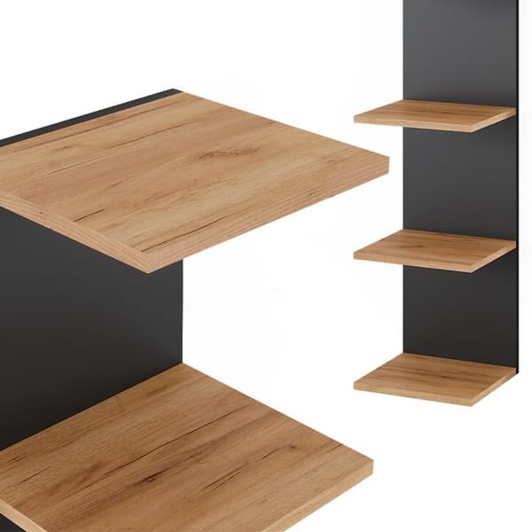 Paolo vägghylla, 30x95cm Set om 2, antracit, gyllene ek, Vicco