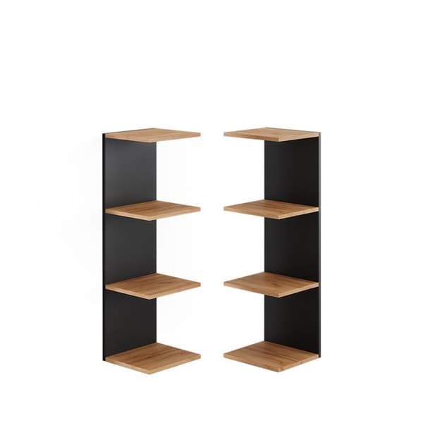 Paolo vägghylla, 30x95cm Set om 2, antracit, gyllene ek, Vicco