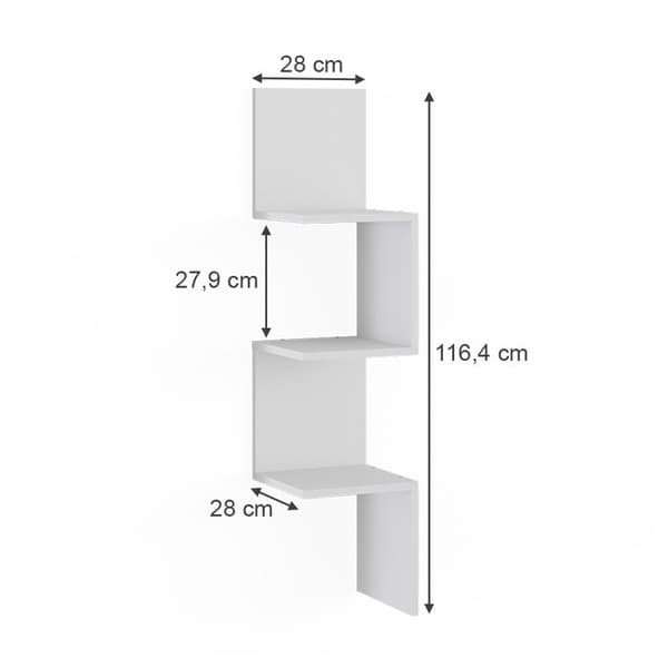 Paolo hörnhylla, 28x116,4cm Set om 2, Vit, Vicco