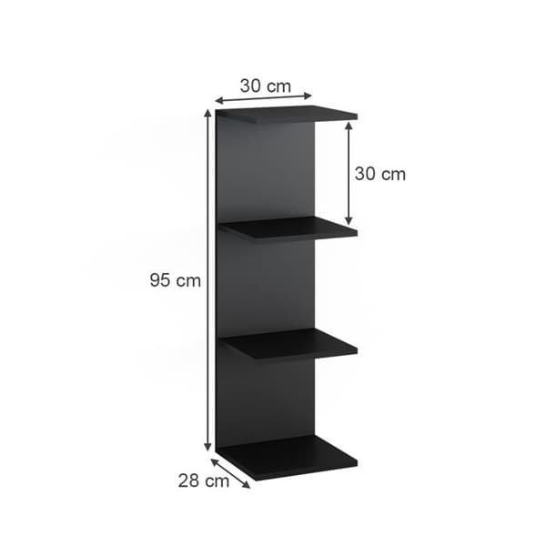 Paolo vägghylla, 30x95cm Set om 2, Svart, Vicco