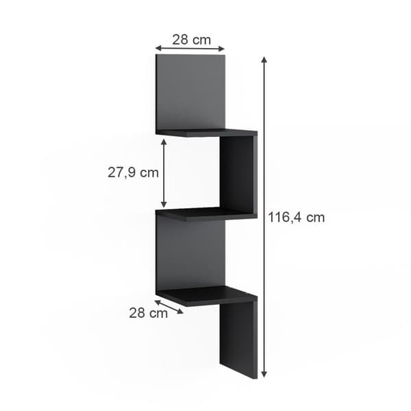 Paolo Hörnhylla, 28x116,4cm Set om 2, Svart, Vicco