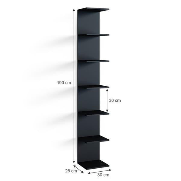 Paolo vägghylla, 28x190cm Set om 2, Svart, Vicco