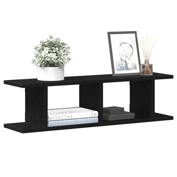 vidaXL Vegghyller 2 stk svart eik 75x18x20 cm konstruert tre
