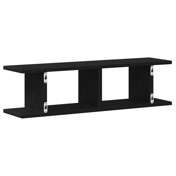 vidaXL Vegghyller 2 stk svart eik 75x18x20 cm konstruert tre
