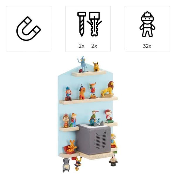 Hama - 00132437 - Trähylla för Audio Game Box, Audio Game Figures, t.ex. Tonies®, Blue