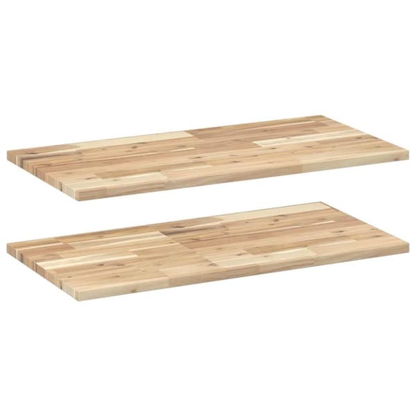 Svävande hyllor 2 st 80x40x2 cm obehandlat massivt akaciaträ