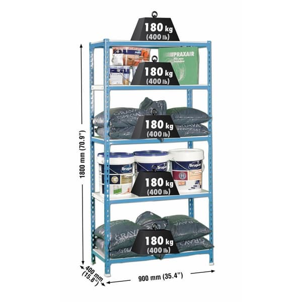 Hyllyt Simon Rack Simonclick 5/400 Metalli 180 x 90 x 40 cm 5 Hyllyt