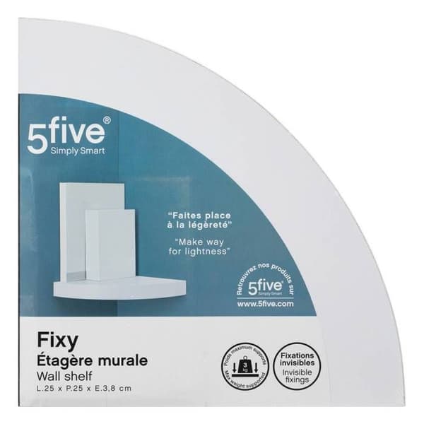 Five - Flytande hörnhylla vit 25 x 25 cm Osynliga fästen