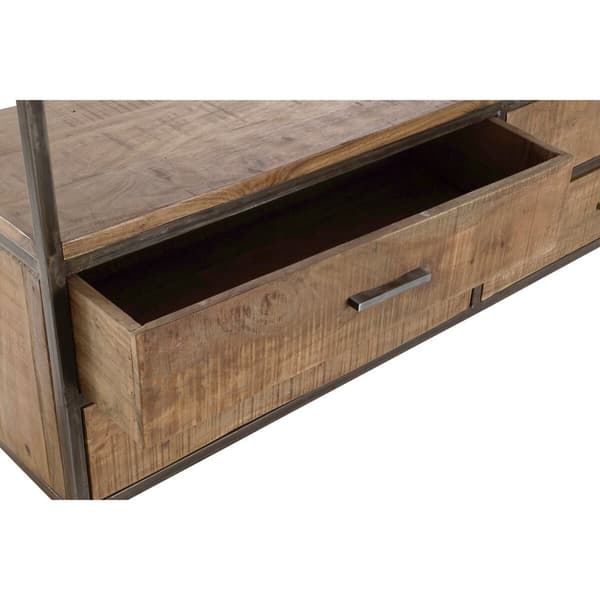 Bokhylla DKD Home Decor Svart Metall Brun Akaciaträ 145 x 35 x 190 cm