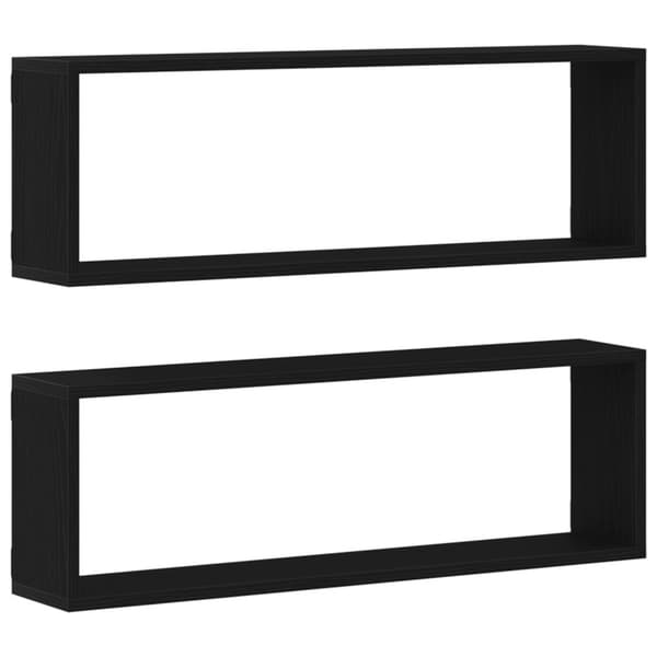 vidaXL Vägghylla Set om 2 Svart ek Konstruerat trä 80 x 15 x 26 cm