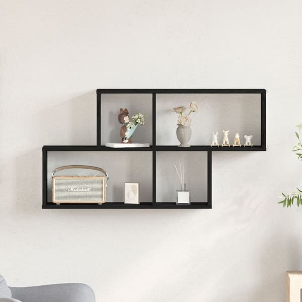 vidaXL Svart Eike Veggskap 76x15x53 cm Laget av Konstruert Tre