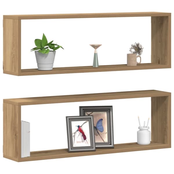 vidaXL Vegghyller 2 stk Artisan Eik 80x15x26 cm Laget av tre
