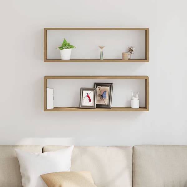 vidaXL Vegghyller 2 stk Artisan Eik 80x15x26 cm Laget av tre