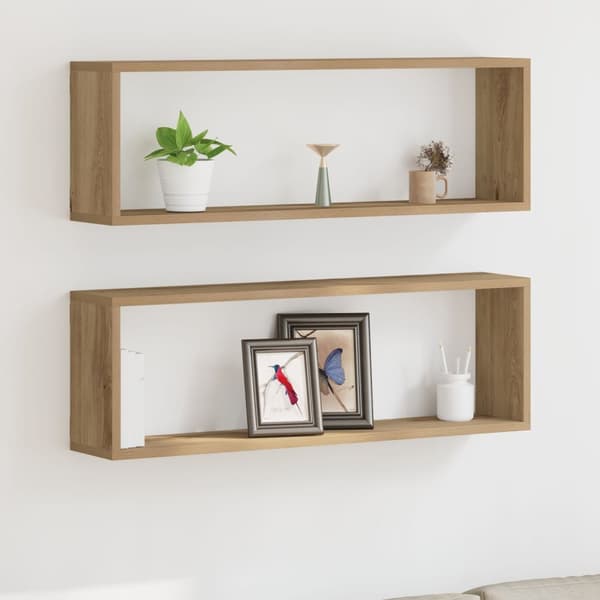 vidaXL Vegghyller 2 stk Artisan Eik 80x15x26 cm Laget av tre