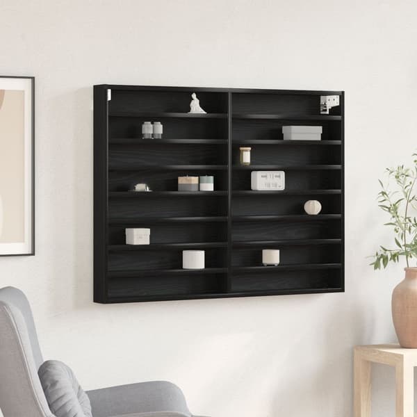 vidaXL Vitrine Skåp Svart Ek Trä 100 x 8.5 x 75 cm Förvaring