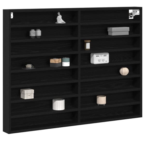 vidaXL Vitrine Skåp Svart Ek Trä 100 x 8.5 x 75 cm Förvaring