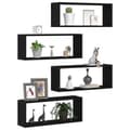 Miniatyrbilde 3 av 11: vidaXL Vegghyller Sett med 4 - Svart Eik - 60x15x23 cm - Laget av MDF