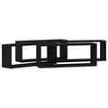 Miniatyrbilde 6 av 11: vidaXL Vegghyller Sett med 4 - Svart Eik - 60x15x23 cm - Laget av MDF