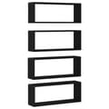 Miniatyrbilde 7 av 11: vidaXL Vegghyller Sett med 4 - Svart Eik - 60x15x23 cm - Laget av MDF