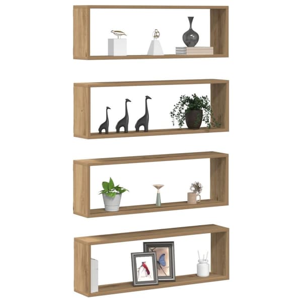 vidaXL Vegghyller 4 stk Artisan Eik 80x15x26 cm Laget av Tre