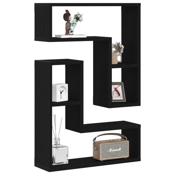 vidaXL Vegghyller 2 stk Svart Eik 50x15x85 cm Laget av Tre