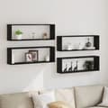 Miniatyrbilde 2 av 11: vidaXL Vegghyller 4 stk Svart Eik 80x15x26 cm Laget av Tre