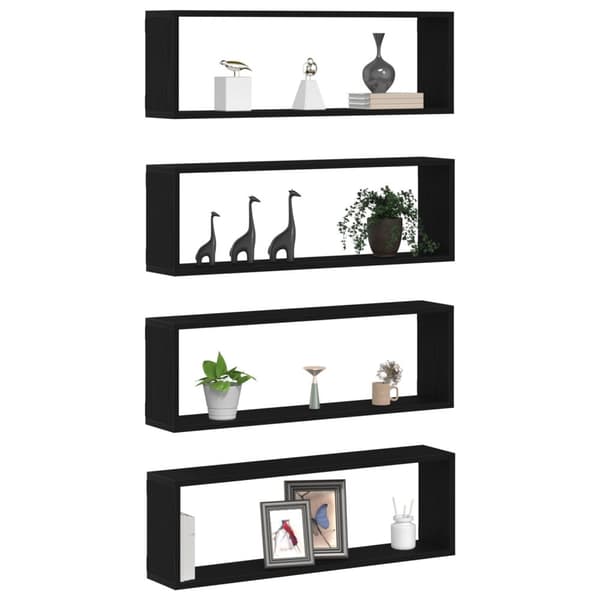 vidaXL Vegghyller 4 stk Svart Eik 80x15x26 cm Laget av Tre