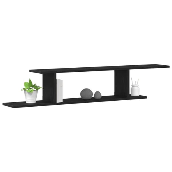 vidaXL Veggmontert TV-hylle Svart Eik 125x18x23 cm Laget av tre